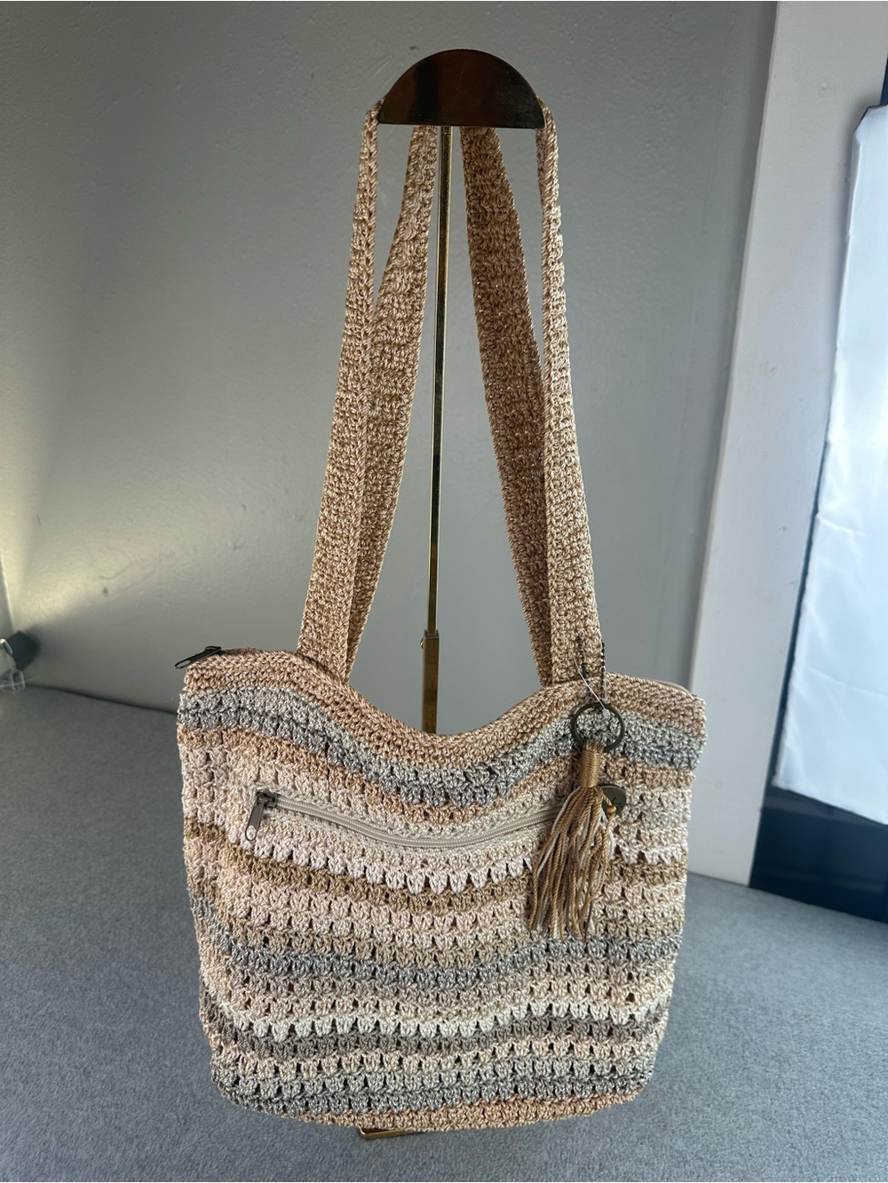 The Sak Women's Riviera Striped Crochet Tote Crochet Tote Bag New Without Tag